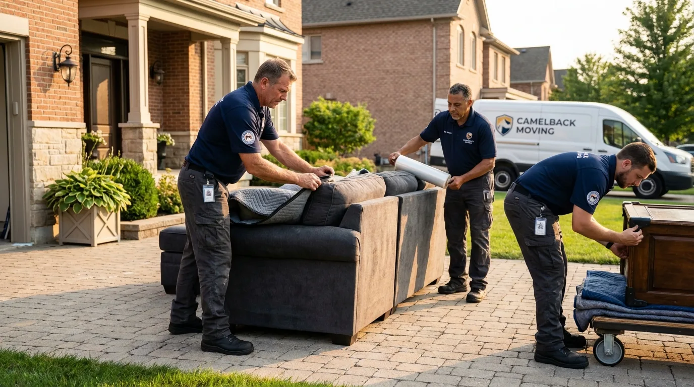 Large estate moving crew wrapping furniture in Cayce, SC
